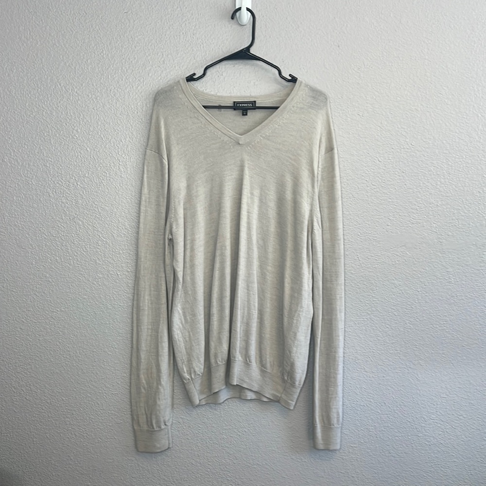 Express XL Men Beige Long Sleeve